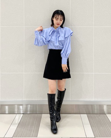 神戸ハーバーランド 164cm<br>骨格ナチュラル・ブルべ<br>韓国風×フレンチガーリーっぽコーデ♪大きめのケープカラーは小顔効果間違いなし！