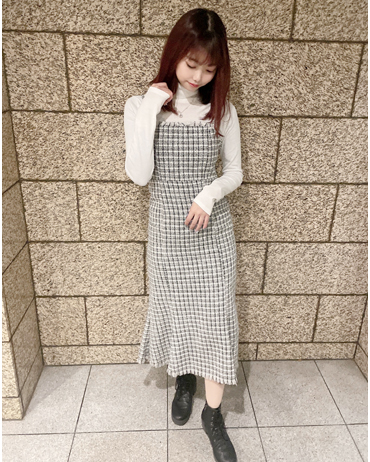 INGNI(イング)のコーディネート 渋谷109 167cm<br>骨格ウェーブ・ブルべ<br>リアルバイアイテム♪ツイードのキャミワンピ可愛すぎる！