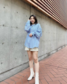 EST 161cm<br>骨格ストレート・イエベ<br>裾のドロストデザインがアクセントのシャツ。これからの時期はデニム合わせでも可愛いですよね♪
