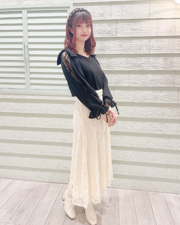 渋谷109 167cm<br>骨格ウェーブ・ブルべ<br>定番のナシポントップス♪今年は肩にリボンが付いてさらにキュートに！