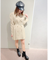 渋谷109 161cm<br>骨格ナチュラル<br>新作のトレンチミニワンピース。ずっと入荷待ってました?！161センチの私が着ると膝上5センチくらい。一枚で可愛いしとにかく写真映えするので、イロチでイベントや参戦服に♪