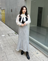 EST 161cm<br>骨格ストレート・イエベ<br>透け感のあるトップスと使いやすさ抜群のツイードスカートで大人可愛い雰囲気に…♪