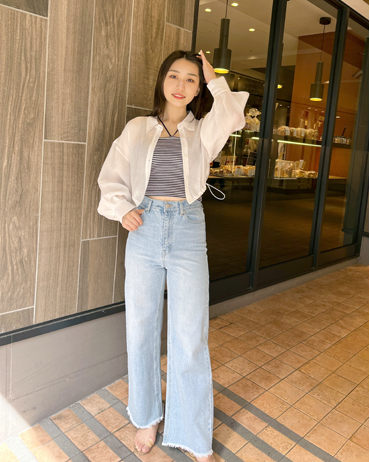 INGNI(イング)のコーディネート EST 161cm<br>骨格ストレート・イエベ<br>裾の絞りがめちゃくちゃ可愛い！ウエストマークになるので、ゆるシルエットが苦手な骨ストでも着やすいです◎