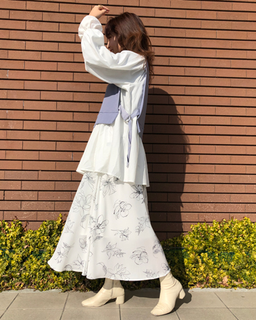 Ingni 身長別style スカートの丈感が気になる 線画フレアスカート