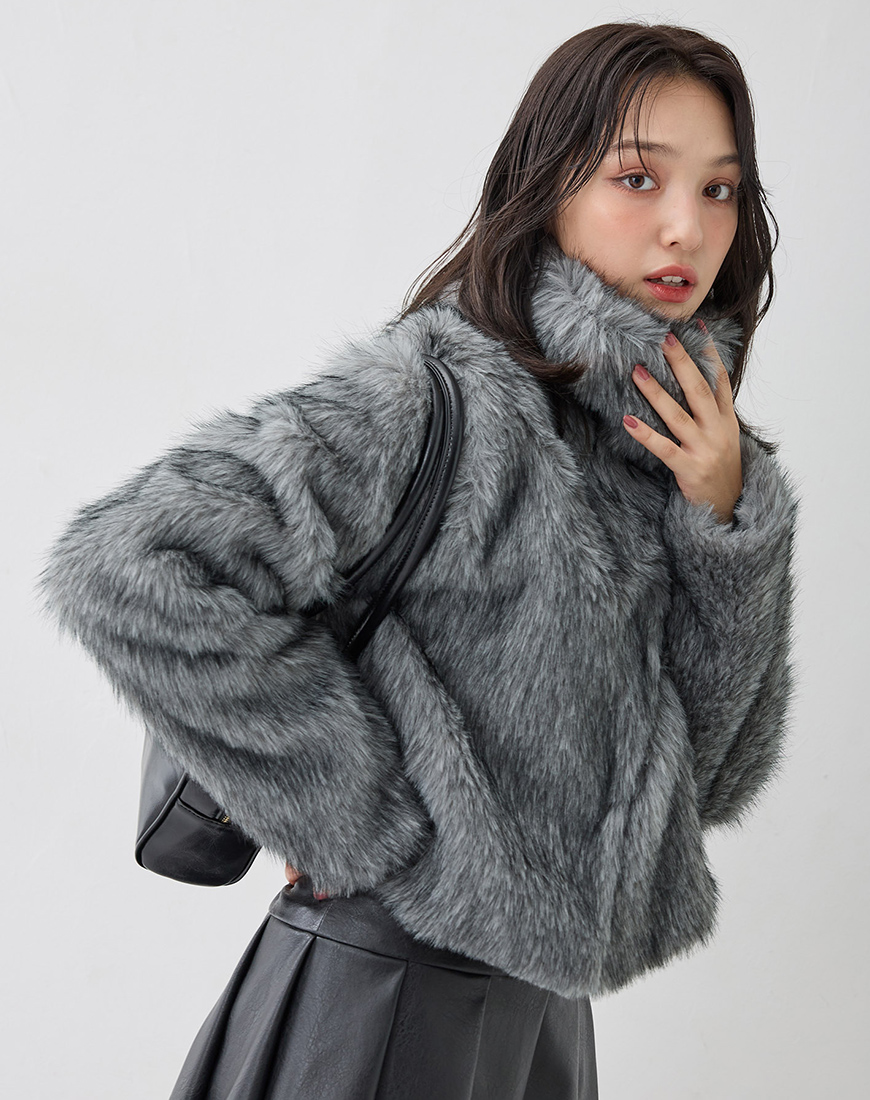 STANDCOLLAR ECOFUR BLOUSON