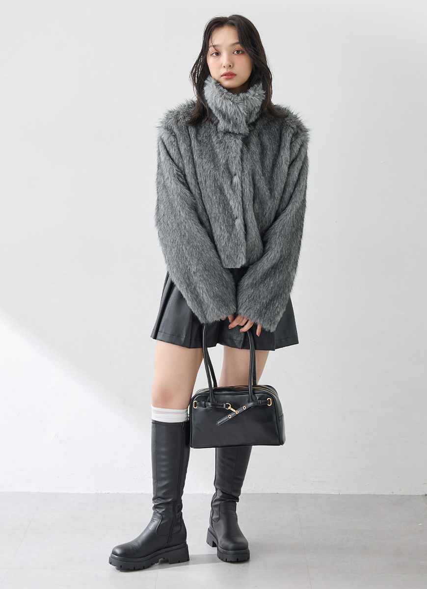 STANDCOLLAR ECOFUR BLOUSON