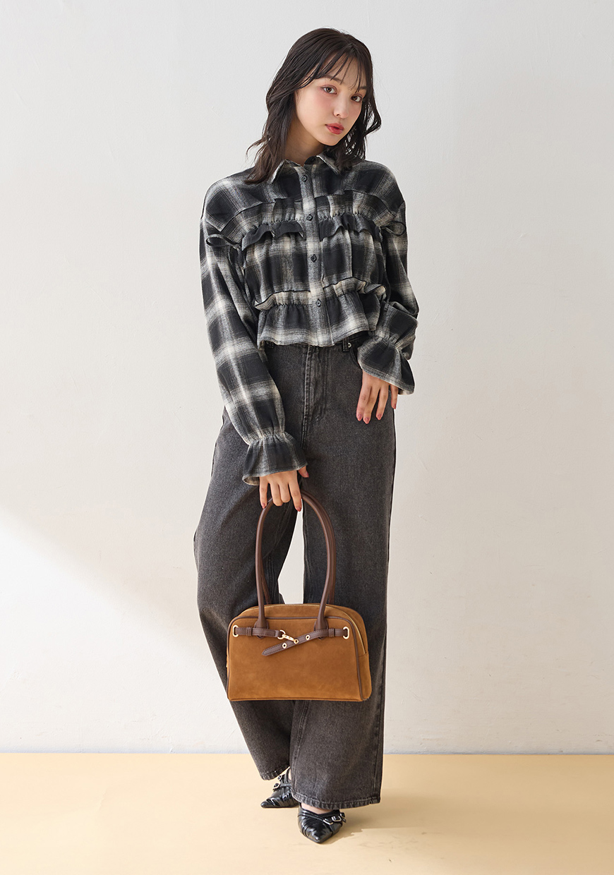 FRILL CHECK SHORT SHIRT
