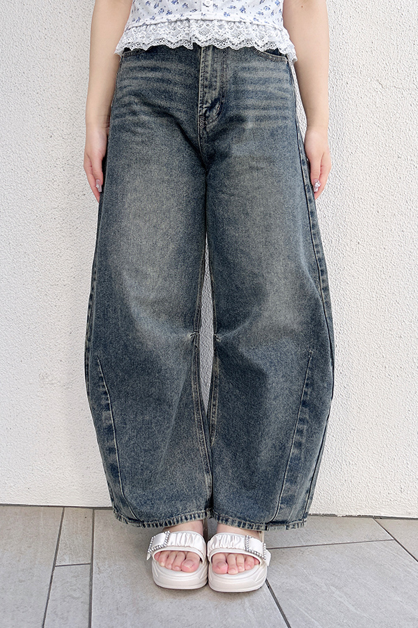 デニムカーブパンツ / Sサイズ着用 / 身長157cm / 骨格ウェーブ