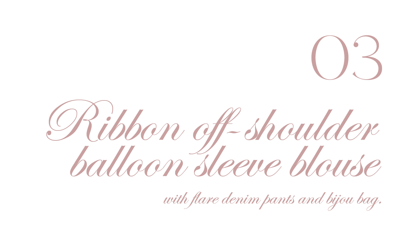Ribbon off-shoulder balloon sleeve blouse