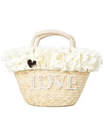 [新品] 大胆にフリルをあしらった♪カゴBAG 新品] 大胆にフリルをあしらった♪カゴBAG