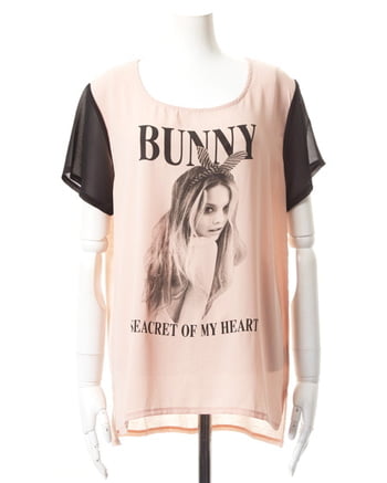 INGNI(イング) BUNNYバイカラー／Tシャツ ピンク
