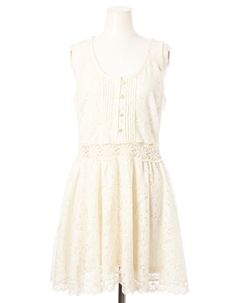 INGNI(イング) レース切替ピンタック／ノースリワンピース