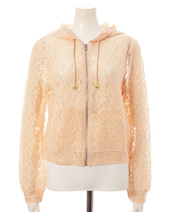 JEANASIS レース装飾付きラベンダーパーカー Les Fleurs】メッシュZIPパーカー/455516（パーカー）｜JEANASIS