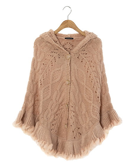 INGNI(イング) ファー付／ポンチョ ピンクベージュ