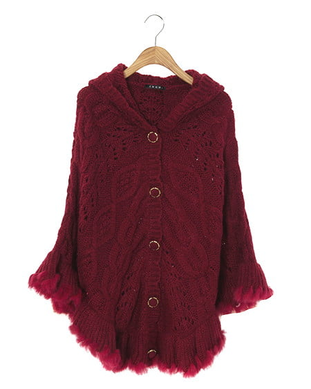 INGNI(イング) ファー付／ポンチョ ボルドー