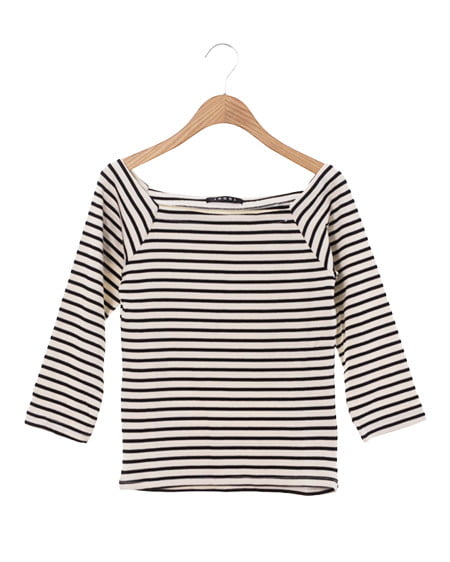 オフショルボーダーTシャツ／7分袖