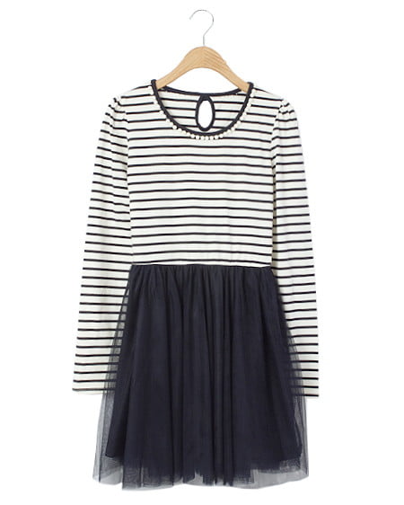 INGNI(イング) ボーダーｘチュールドッキング／ワンピース