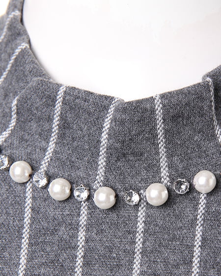 INGNI（イング） ストライプ異素材ハイネック TOPS ｸﾞﾚｰ