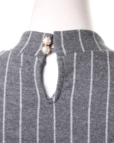 INGNI（イング） ストライプ異素材ハイネック TOPS ｸﾞﾚｰ