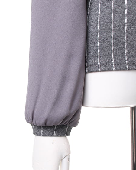 INGNI（イング） ストライプ異素材ハイネック TOPS ｸﾞﾚｰ