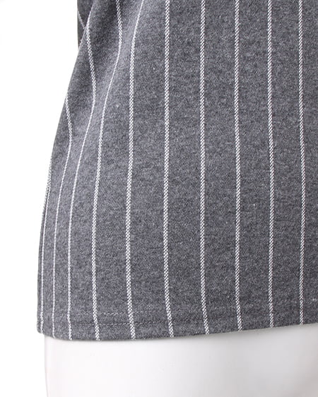INGNI（イング） ストライプ異素材ハイネック TOPS ｸﾞﾚｰ