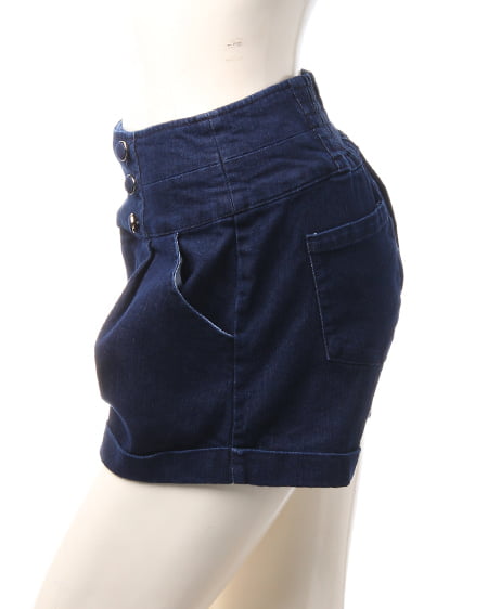 INGNI(イング) 6つ釦ハイウエストショート/パンツE インディゴ