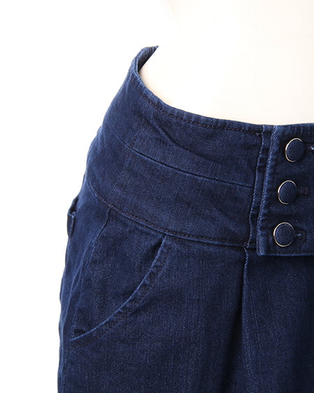 INGNI(イング) 6つ釦ハイウエストショート/パンツE インディゴ