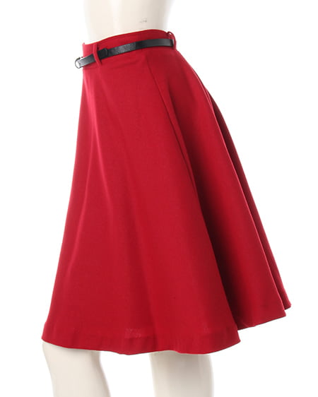 INGNI（イング） ベルト付フェイクウールミディ／スカート ﾎﾞﾙﾄﾞｰ