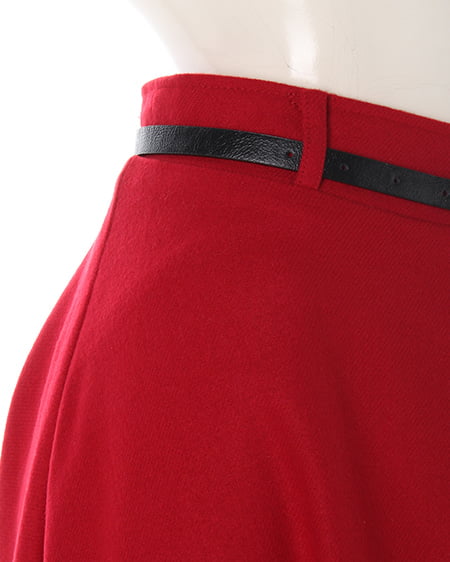 INGNI（イング） ベルト付フェイクウールミディ／スカート ﾎﾞﾙﾄﾞｰ