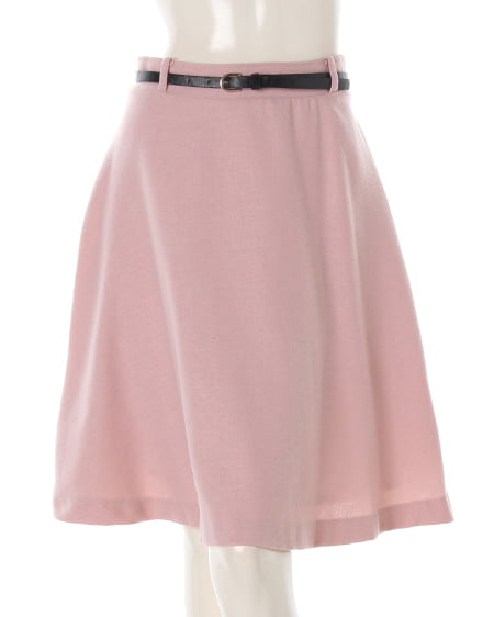 INGNI(イング) ベルト付フェイクウールミディ／スカート ピンク