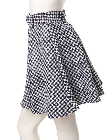 INGNI（イング） ウエストリボンフェイクウール／スカート ｸﾛ/ｷﾞﾝｶﾞﾑ