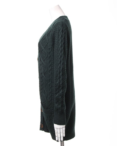 INGNI（イング） ケーブルロングVカーディガン ｸﾞﾘｰﾝ