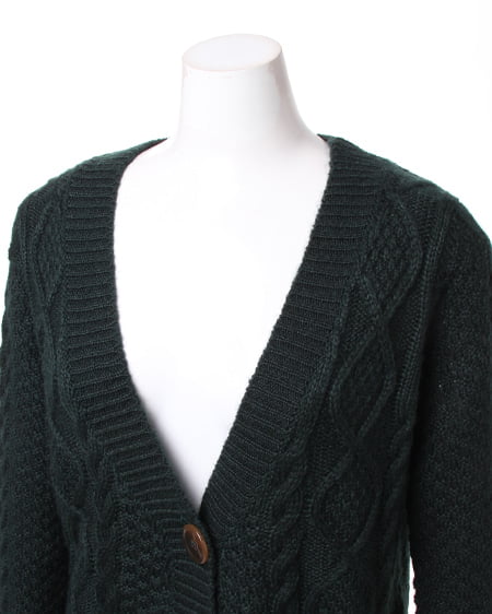 INGNI（イング） ケーブルロングVカーディガン ｸﾞﾘｰﾝ
