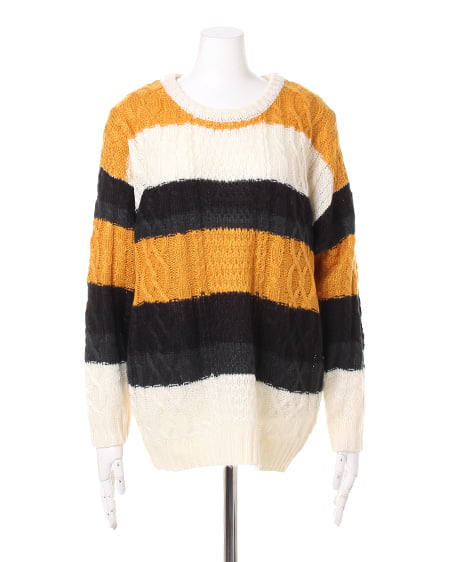 INGNI（イング） 4Cボーダーケーブル／ニット ｶﾗｼ