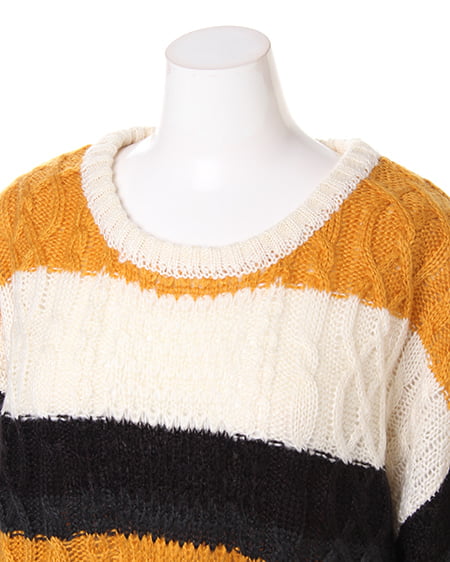 INGNI（イング） 4Cボーダーケーブル／ニット ｶﾗｼ