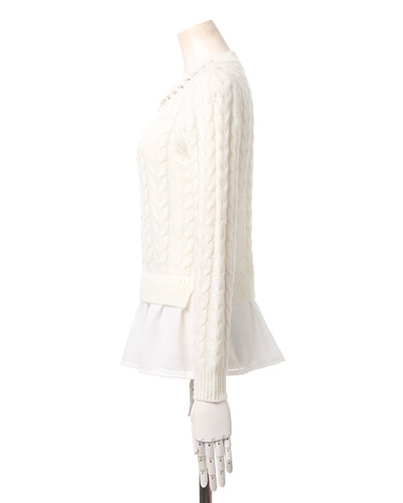 INGNI(イング) 裾レイヤーケーブル/ニット オフホワイト