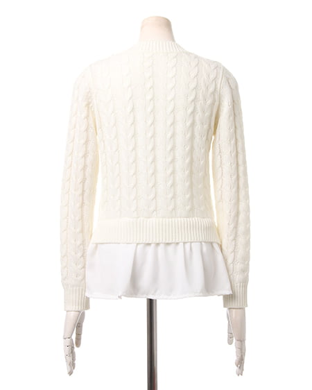 INGNI(イング) 裾レイヤーケーブル/ニット オフホワイト