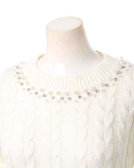 INGNI(イング) 裾レイヤーケーブル/ニット オフホワイト