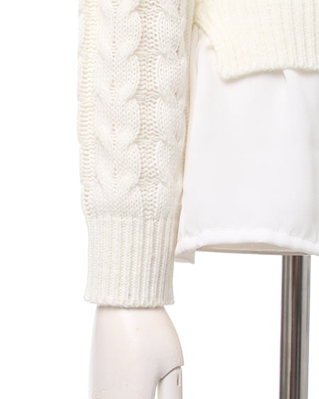 INGNI(イング) 裾レイヤーケーブル/ニット オフホワイト