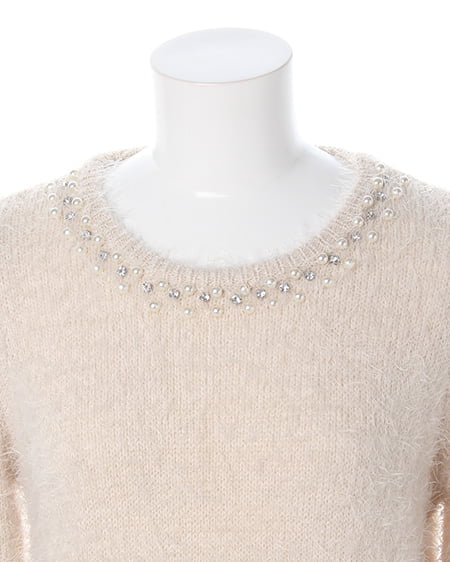 INGNI（イング） フェザー装飾付き／ニット長袖 ｱｲﾎﾞﾘｰ