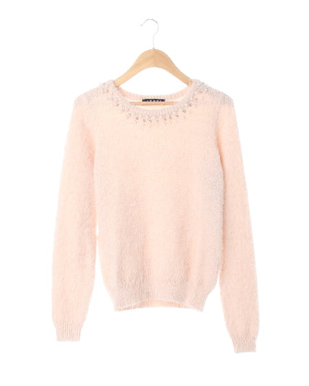 INGNI(イング) フェザー装飾付き／ニット長袖 ピンク