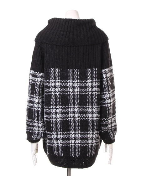 INGNI（イング） バイカラーオフタートル／チュニックワンピース ｸﾛ/ｸﾛ