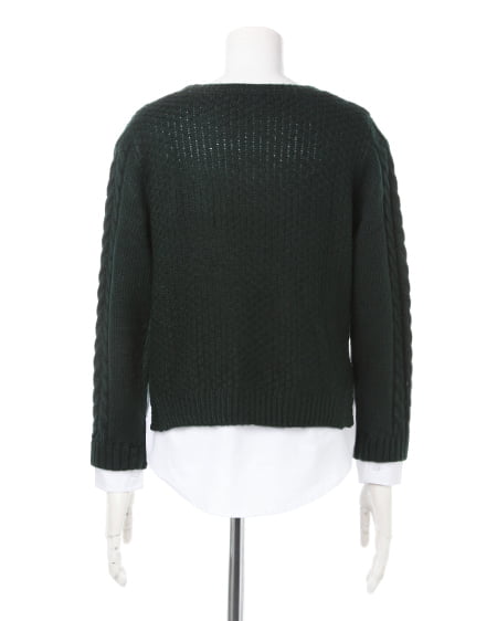 INGNI（イング） ケーブル裾シャツレイヤー／ニット ｸﾞﾘｰﾝ