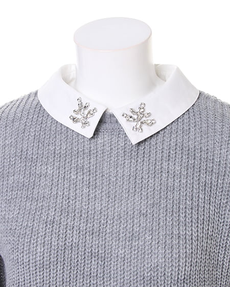 INGNI（イング） 装飾衿付／ニットB ｸﾞﾚｰ