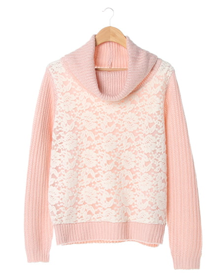 INGNI(イング) レースオフタートル／ニット ピンク