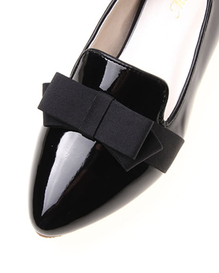 INGNI（イング） 前リボンフラット／シューズ ｸﾛ/ｸﾛ