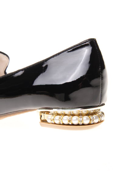 INGNI（イング） 前リボンフラット／シューズ ｸﾛ/ｸﾛ