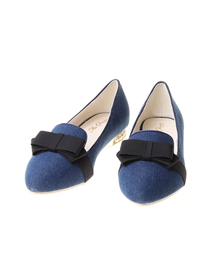 INGNI(イング) 前リボンフラット／シューズ ﾃﾞﾆﾑ/ﾌﾞﾙｰ