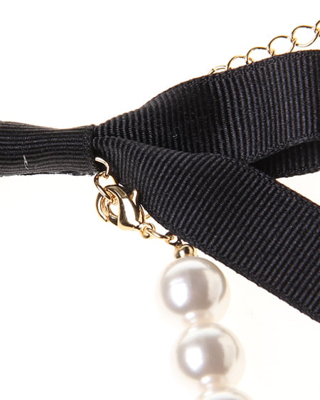 INGNI（イング） BACKリボンパール／ネックレスB ｸﾛ