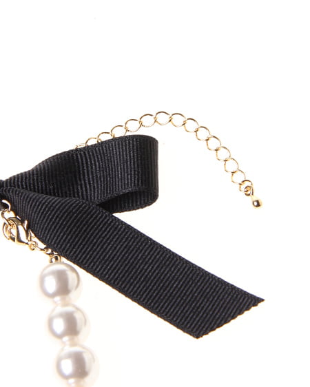 INGNI（イング） BACKリボンパール／ネックレスB ｸﾛ